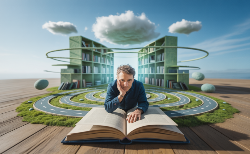 Une illustration inspirante sur l'apprentissage autodidacte et le développement personnel.