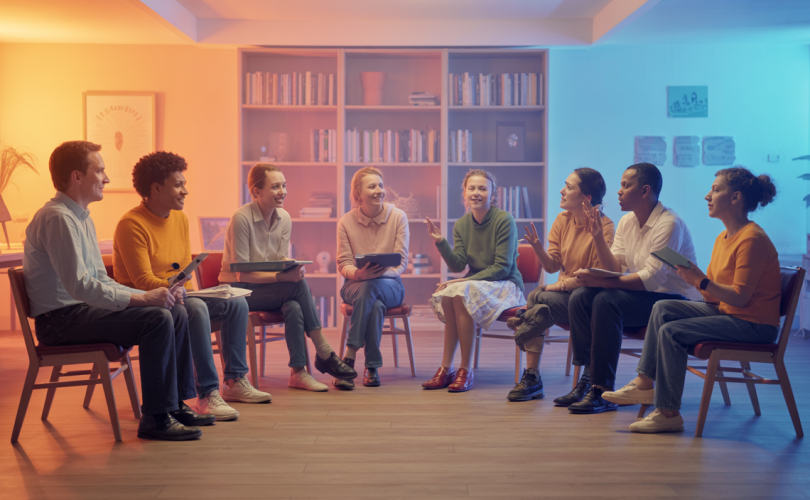 Apprentissage collaboratif illustré par une communauté en discussion