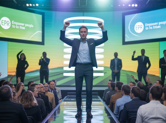 Illustration inspirante de David Laroche lors de l'événement Empower People to Rise, reflétant un changement transformateur.