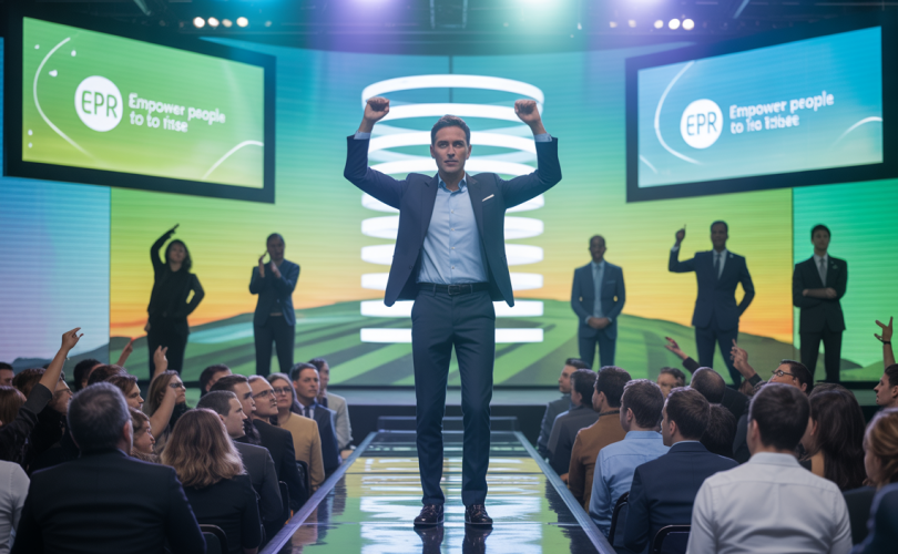 Illustration inspirante de David Laroche lors de l'événement Empower People to Rise, reflétant un changement transformateur.