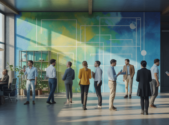 Illustration colorée mettant en valeur l'impact des soft skills sur l'efficacité professionnelle en 2025.