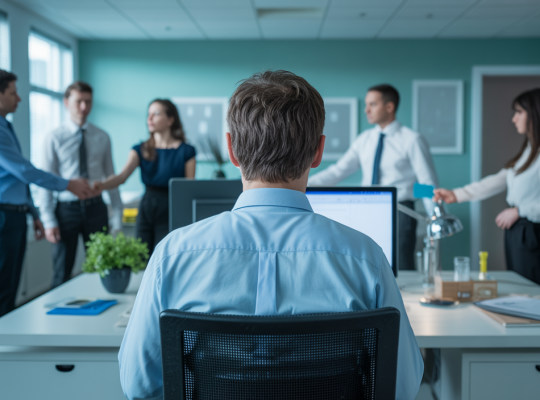 Un employé ressentant le besoin de quitter son entreprise, représenté de manière artistique