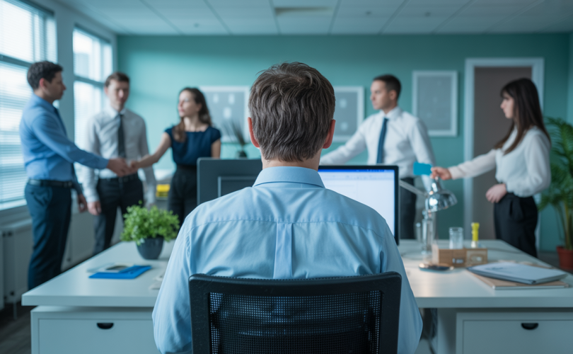 Un employé ressentant le besoin de quitter son entreprise, représenté de manière artistique