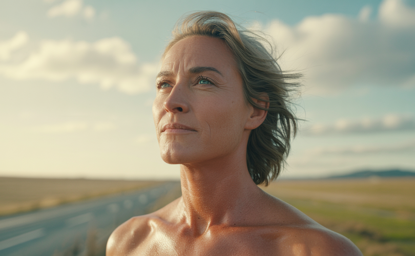 Personne confiante levant la tête, les bras ouverts, symbolisant la liberté retrouvée et l'affirmation de soi face à la peur du refus