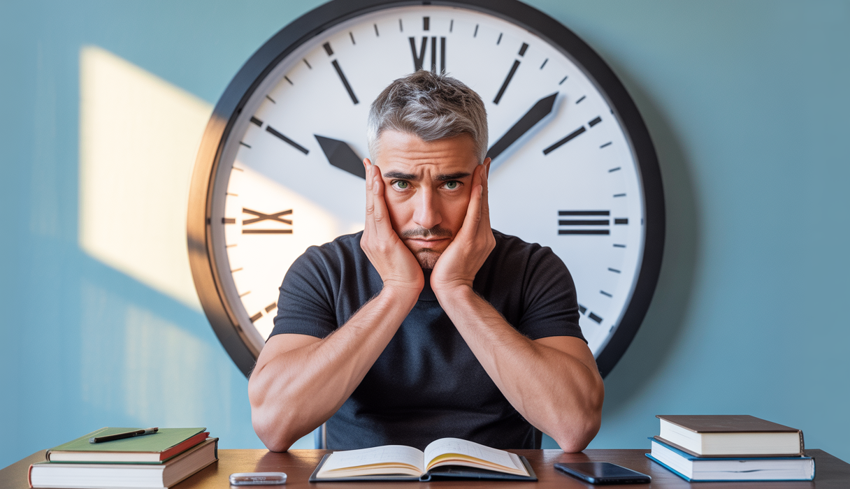 Illustration représentative de l'ego entravant l'action, symbolisant la procrastination et les méthodes efficaces de développement personnel pour la surmonter