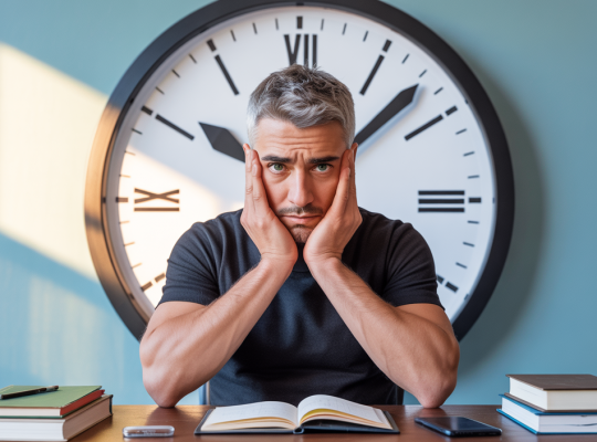 Illustration représentative de l'ego entravant l'action, symbolisant la procrastination et les méthodes efficaces de développement personnel pour la surmonter