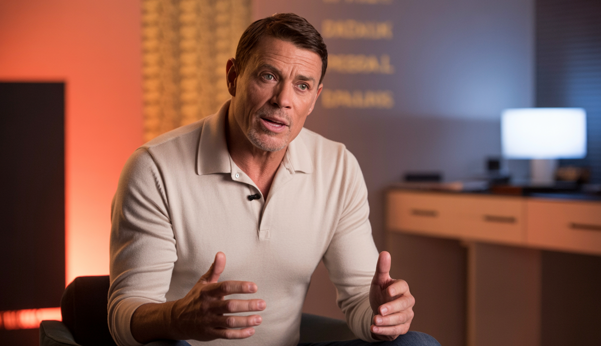 Portrait réfléchi de Tony Robbins partageant les trois décisions clés qui influencent la trajectoire de vie personnelle et professionnelle pour un épanouissement durable