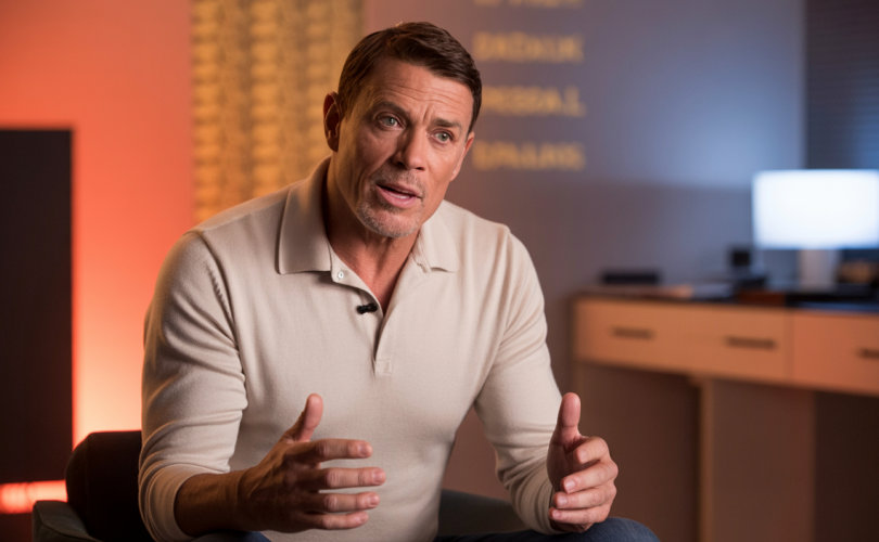 Portrait réfléchi de Tony Robbins partageant les trois décisions clés qui influencent la trajectoire de vie personnelle et professionnelle pour un épanouissement durable